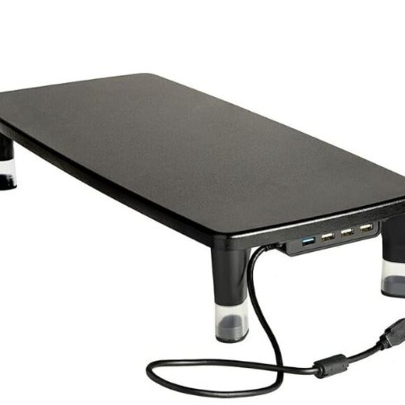 3M Adjustable Monitor Stand with 4-Port USB Hub, Black - Picture 4 of 7